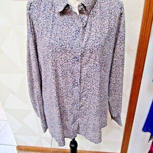 LC Lauren Conrad Navy & Beige Floral Button up Shirt Size XXL NWT